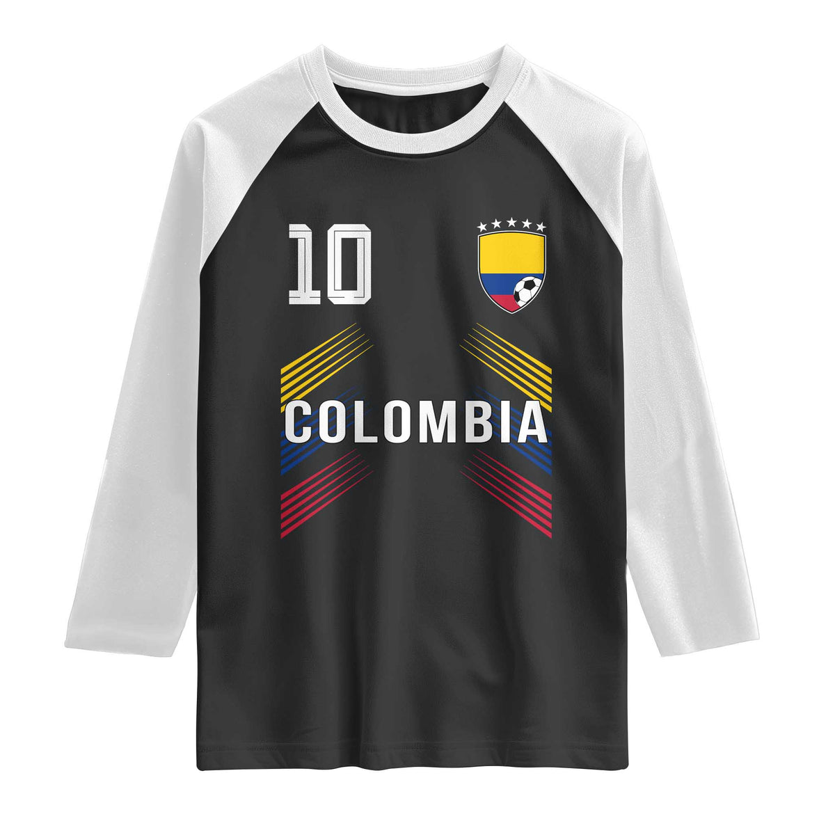 Colombia Soccer Sports Graphic Number 10 Jersey Style Raglan Shirt Proud Colombian Football Fans Game Day Pride