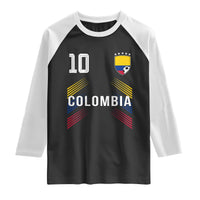 Colombia Soccer Sports Graphic Number 10 Jersey Style Raglan Shirt Proud Colombian Football Fans Game Day Pride