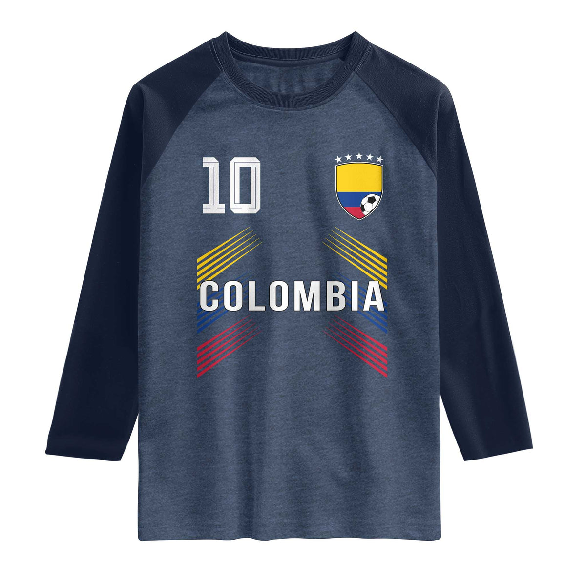Colombia Soccer Sports Graphic Number 10 Jersey Style Raglan Shirt Proud Colombian Football Fans Game Day Pride