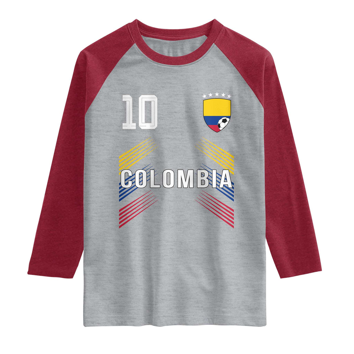 Colombia Soccer Sports Graphic Number 10 Jersey Style Raglan Shirt Proud Colombian Football Fans Game Day Pride