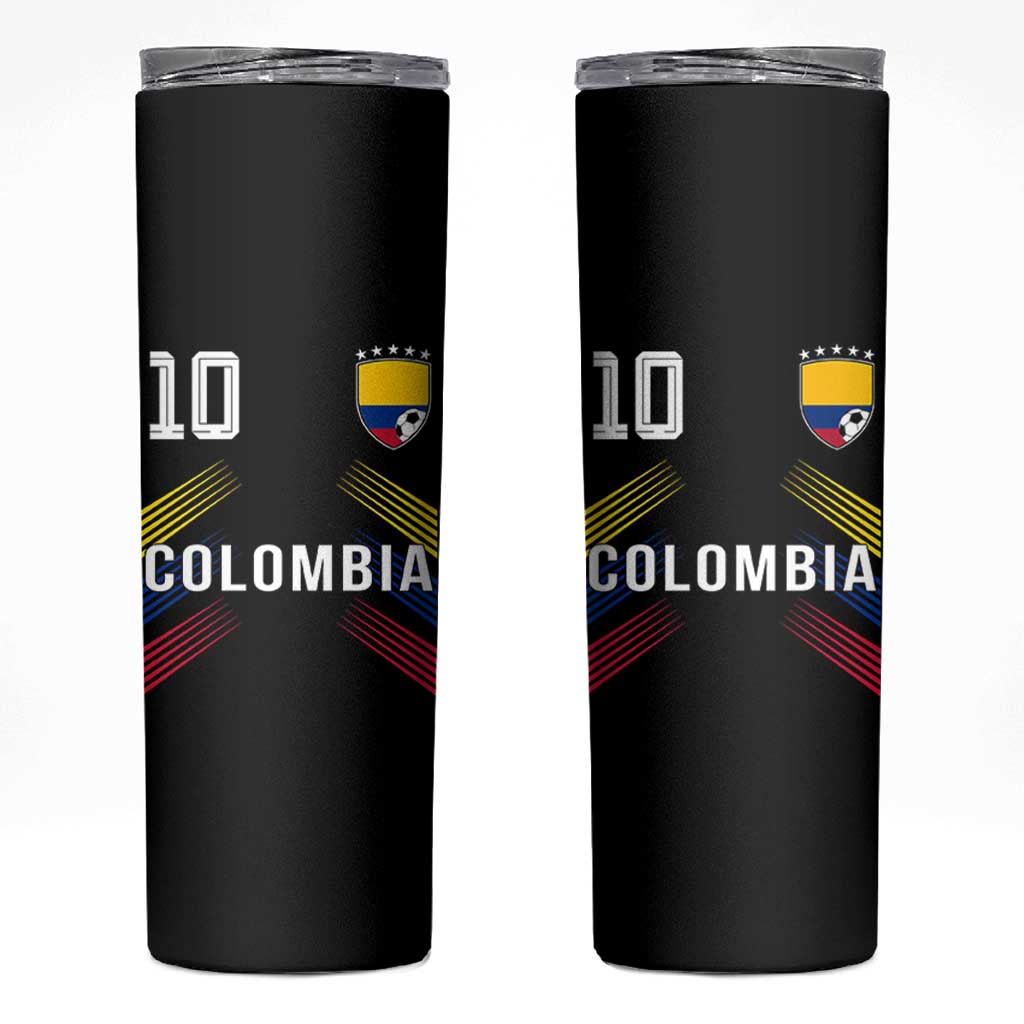 Colombia Soccer Sports Graphic Number 10 Jersey Style Skinny Tumbler Proud Colombian Football Fans Game Day Pride