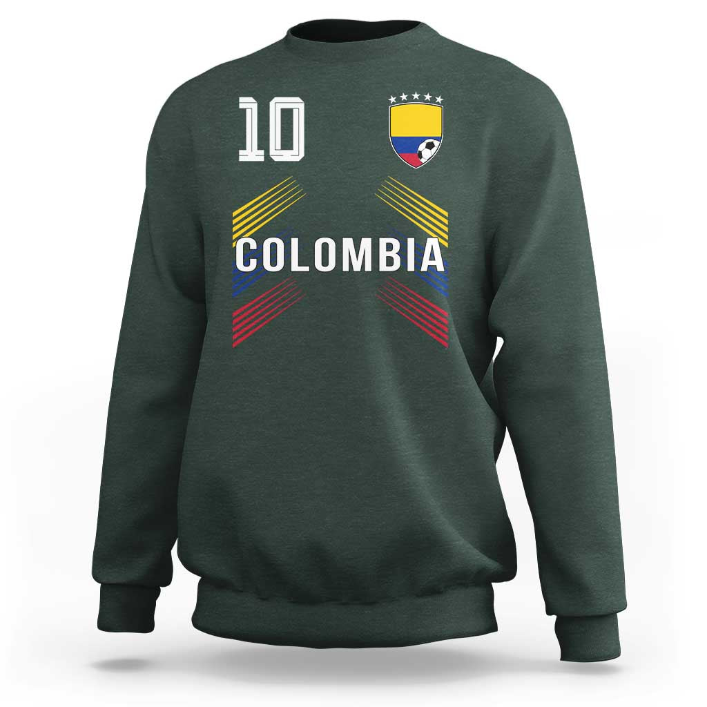 Colombia Soccer Sports Graphic Number 10 Jersey Style Sweatshirt Proud Colombian Football Fans Game Day Pride