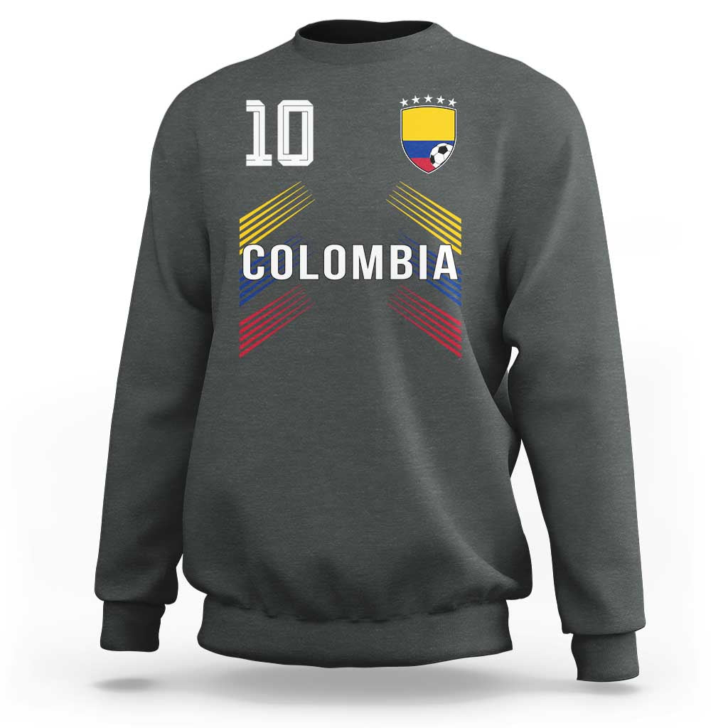 Colombia Soccer Sports Graphic Number 10 Jersey Style Sweatshirt Proud Colombian Football Fans Game Day Pride