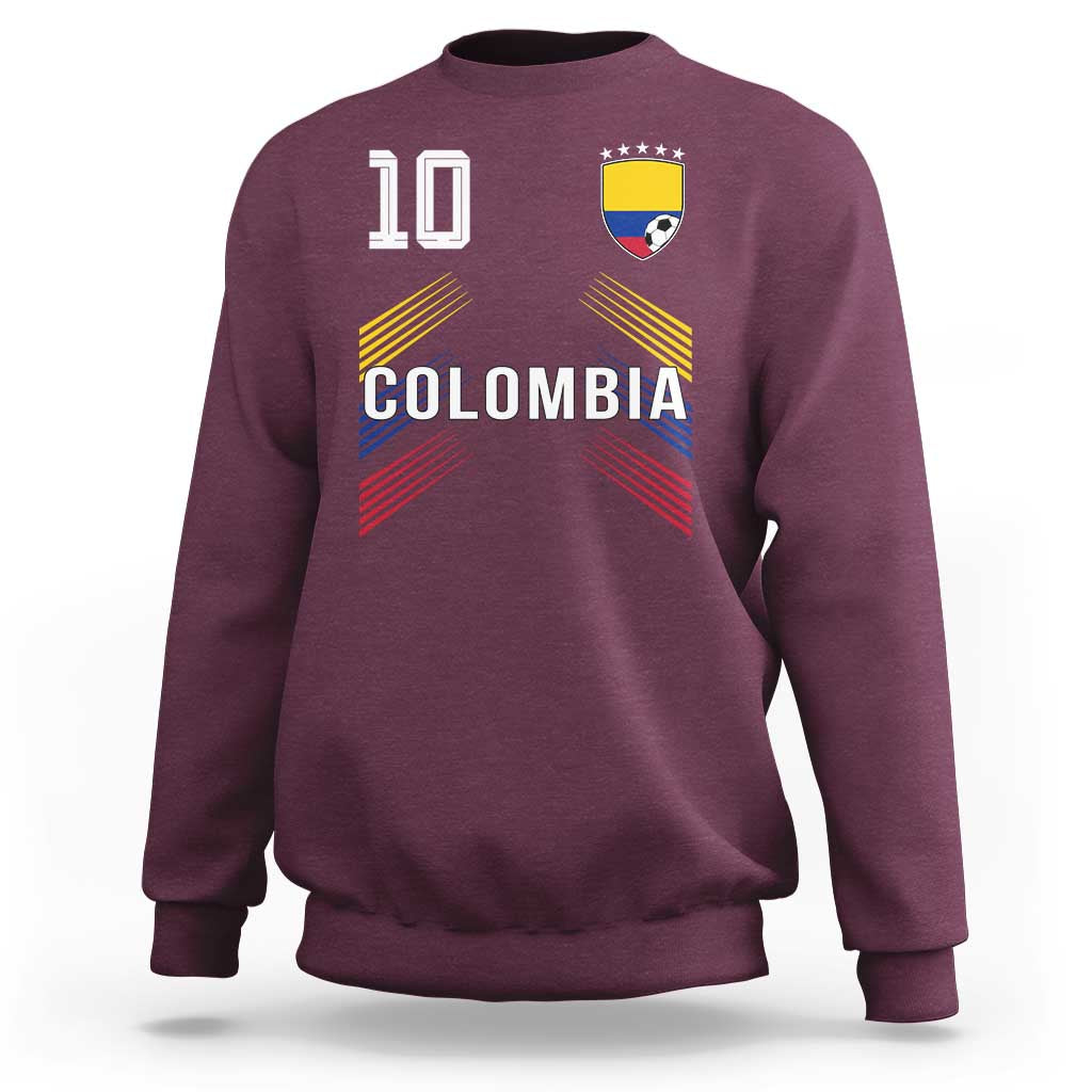 Colombia Soccer Sports Graphic Number 10 Jersey Style Sweatshirt Proud Colombian Football Fans Game Day Pride