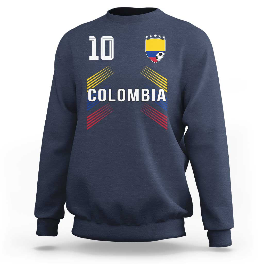 Colombia Soccer Sports Graphic Number 10 Jersey Style Sweatshirt Proud Colombian Football Fans Game Day Pride