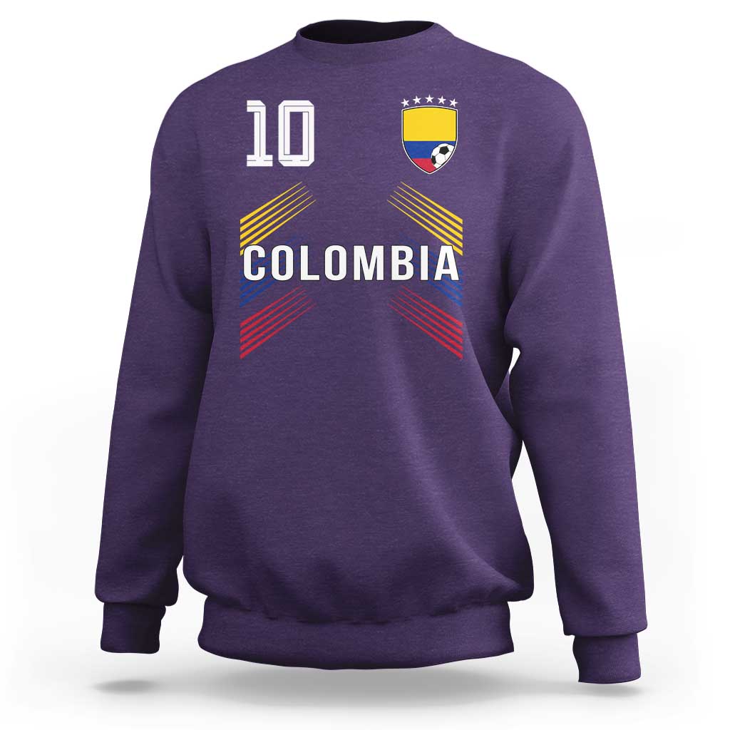 Colombia Soccer Sports Graphic Number 10 Jersey Style Sweatshirt Proud Colombian Football Fans Game Day Pride