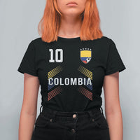 Colombia Soccer Sports Graphic Number 10 Jersey Style T Shirt For Women Proud Colombian Football Fans Game Day Pride