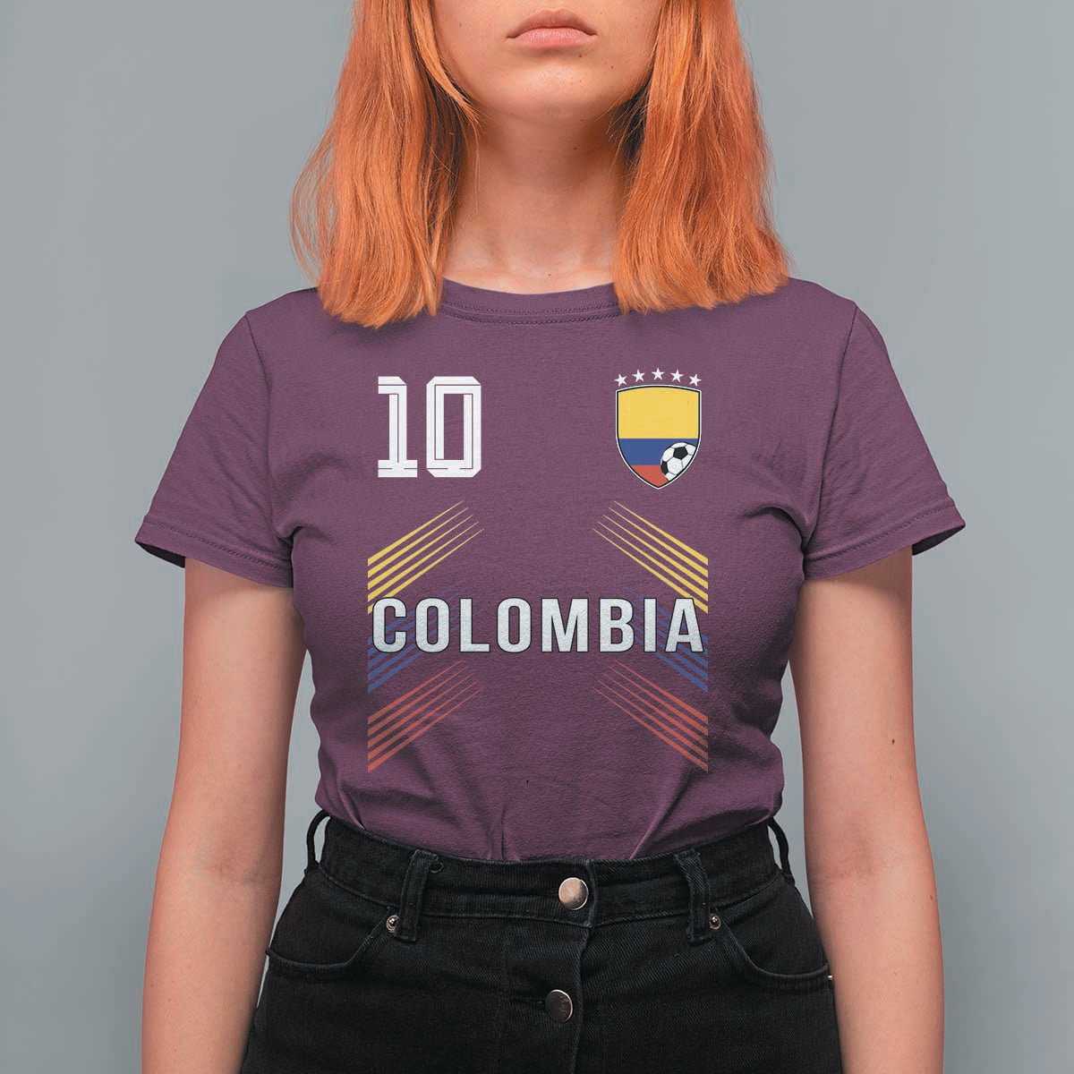Colombia Soccer Sports Graphic Number 10 Jersey Style T Shirt For Women Proud Colombian Football Fans Game Day Pride
