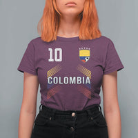 Colombia Soccer Sports Graphic Number 10 Jersey Style T Shirt For Women Proud Colombian Football Fans Game Day Pride