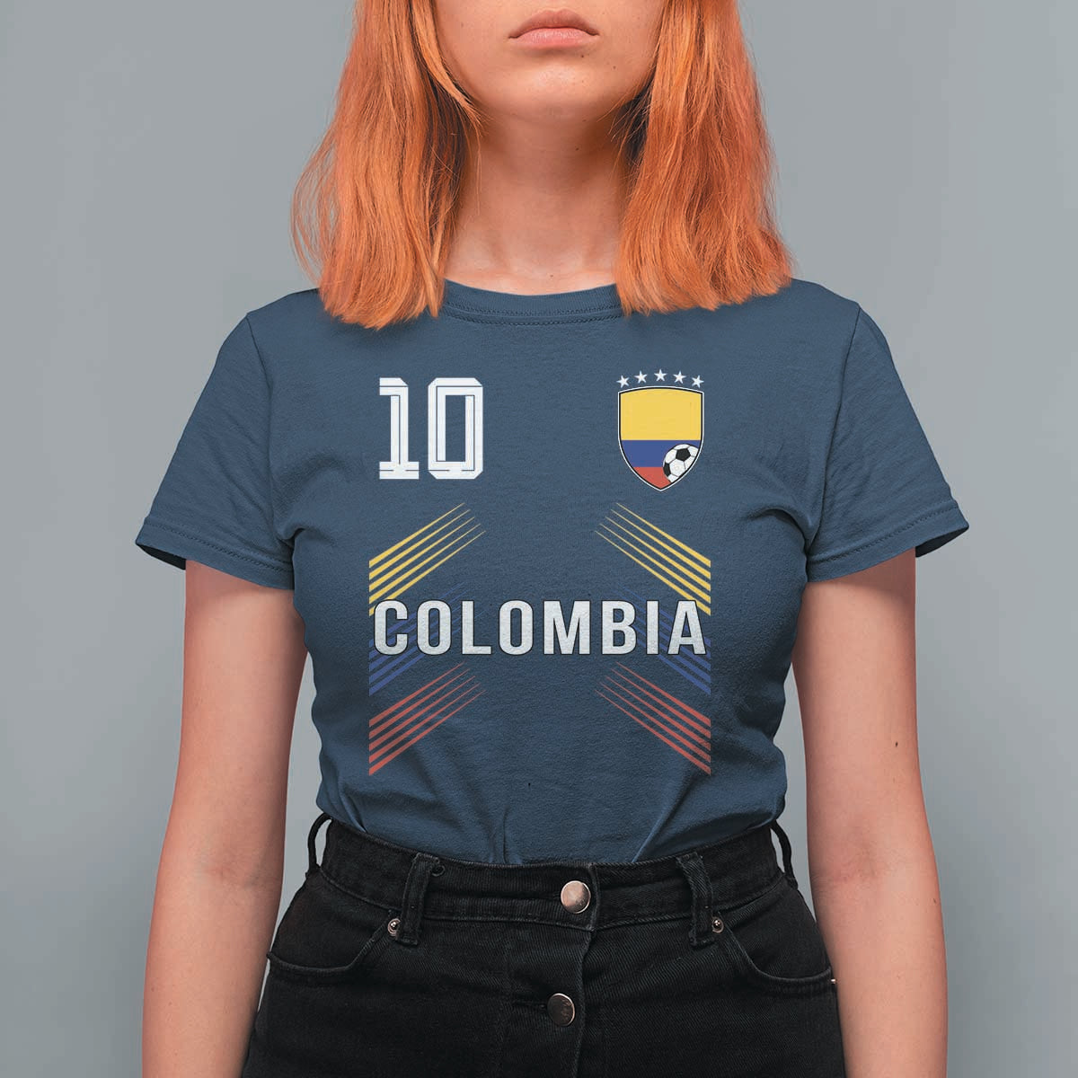 Colombia Soccer Sports Graphic Number 10 Jersey Style T Shirt For Women Proud Colombian Football Fans Game Day Pride