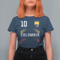Colombia Soccer Sports Graphic Number 10 Jersey Style T Shirt For Women Proud Colombian Football Fans Game Day Pride