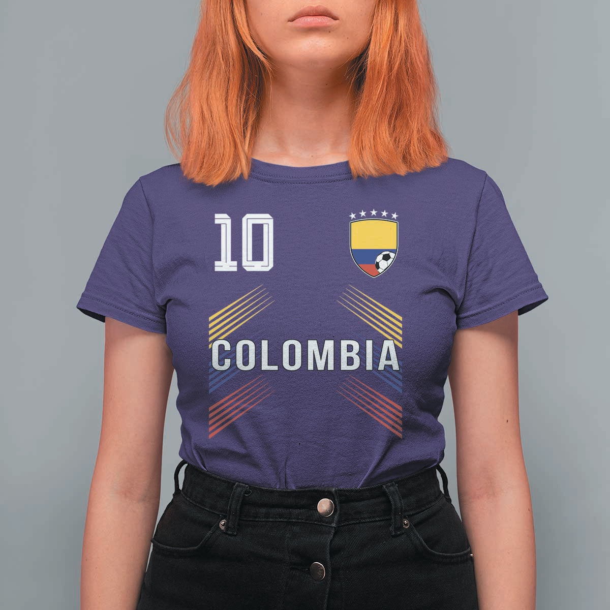Colombia Soccer Sports Graphic Number 10 Jersey Style T Shirt For Women Proud Colombian Football Fans Game Day Pride