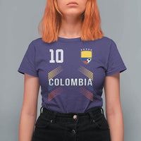 Colombia Soccer Sports Graphic Number 10 Jersey Style T Shirt For Women Proud Colombian Football Fans Game Day Pride