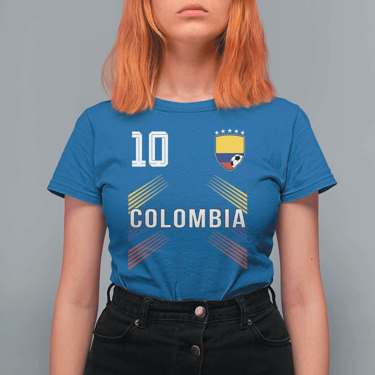 Colombia Soccer Sports Graphic Number 10 Jersey Style T Shirt For Women Proud Colombian Football Fans Game Day Pride