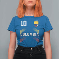 Colombia Soccer Sports Graphic Number 10 Jersey Style T Shirt For Women Proud Colombian Football Fans Game Day Pride