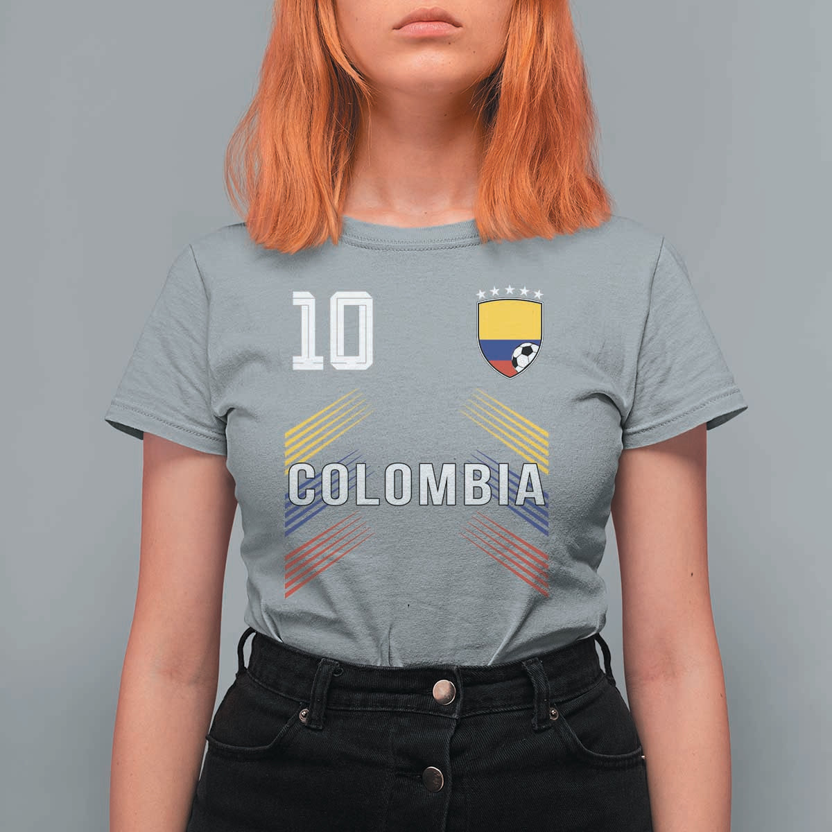 Colombia Soccer Sports Graphic Number 10 Jersey Style T Shirt For Women Proud Colombian Football Fans Game Day Pride