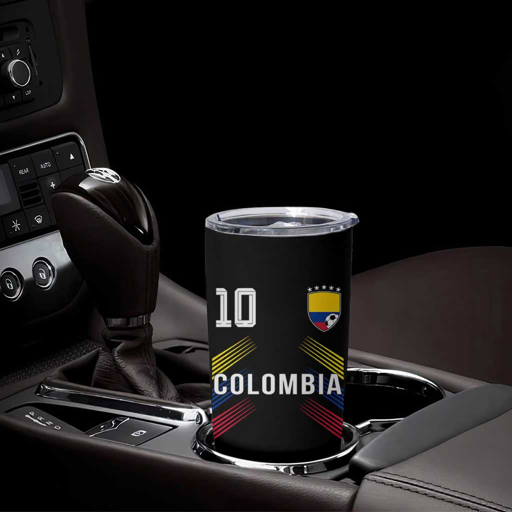 Colombia Soccer Sports Graphic Number 10 Jersey Style Tumbler Cup Proud Colombian Football Fans Game Day Pride