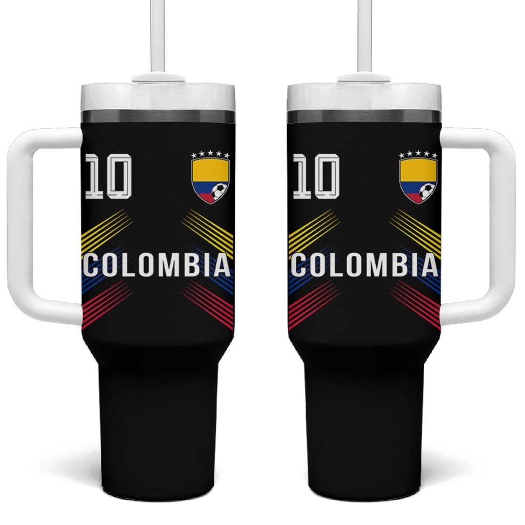 Colombia Soccer Sports Graphic Number 10 Jersey Style Tumbler With Handle Proud Colombian Football Fans Game Day Pride