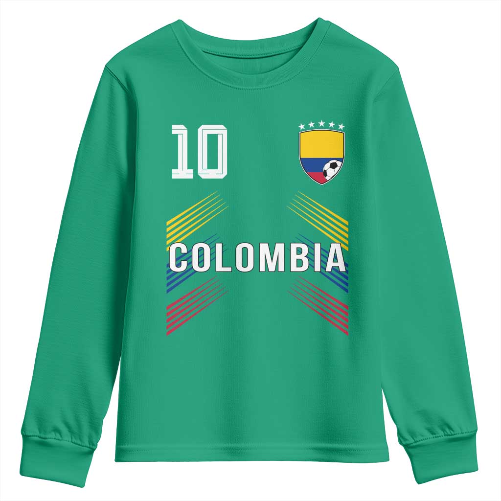 Colombia Soccer Sports Graphic Number 10 Jersey Style Youth Sweatshirt Proud Colombian Football Fans Game Day Pride