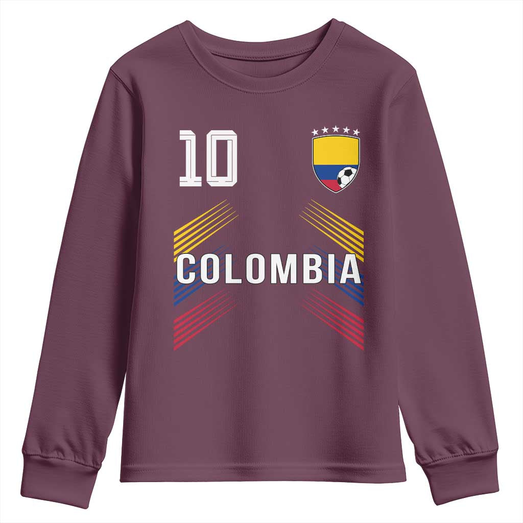 Colombia Soccer Sports Graphic Number 10 Jersey Style Youth Sweatshirt Proud Colombian Football Fans Game Day Pride