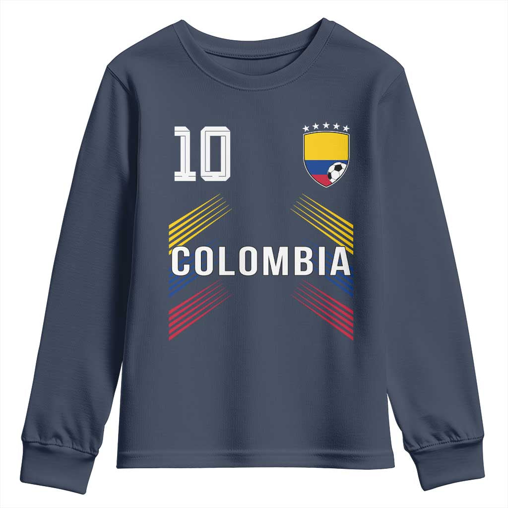 Colombia Soccer Sports Graphic Number 10 Jersey Style Youth Sweatshirt Proud Colombian Football Fans Game Day Pride