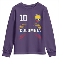 Colombia Soccer Sports Graphic Number 10 Jersey Style Youth Sweatshirt Proud Colombian Football Fans Game Day Pride