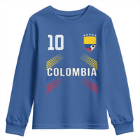 Colombia Soccer Sports Graphic Number 10 Jersey Style Youth Sweatshirt Proud Colombian Football Fans Game Day Pride