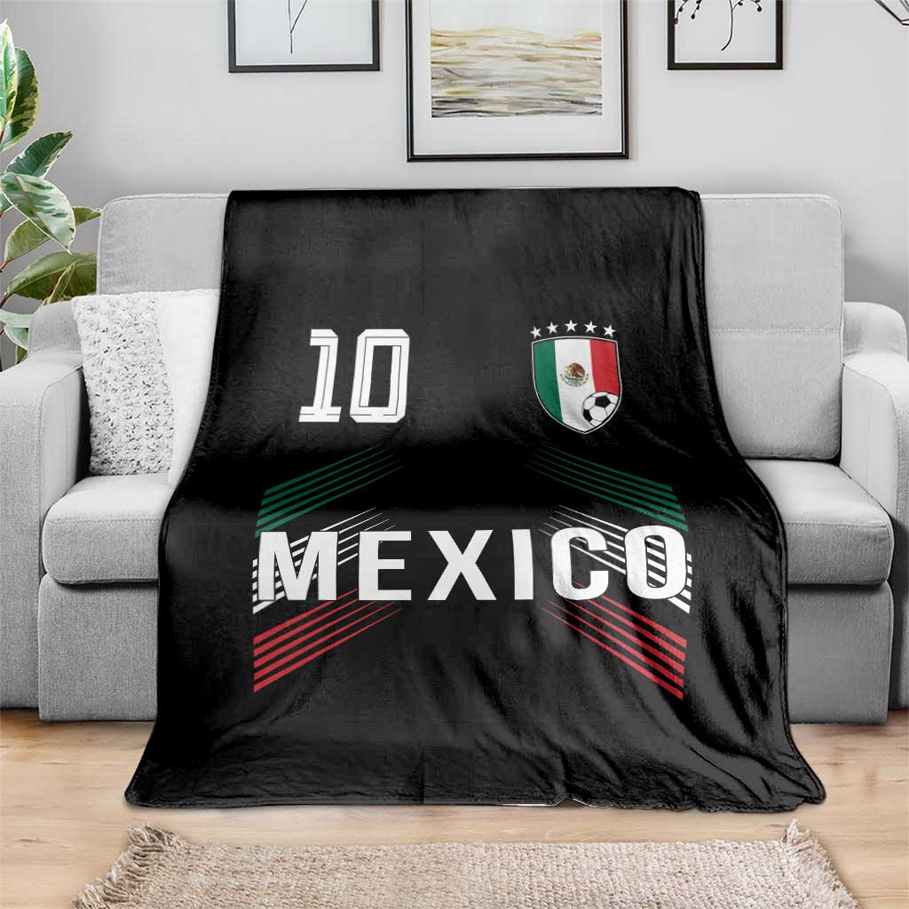 Mexico Soccer Sports Graphic Number 10 Jersey Style Throw Blanket Proud Mexican Football Fans Game Day Pride