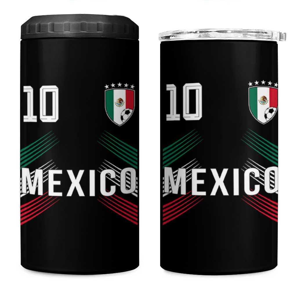 Mexico Soccer Sports Graphic Number 10 Jersey Style 4 in 1 Can Cooler Tumbler Proud Mexican Football Fans Game Day Pride