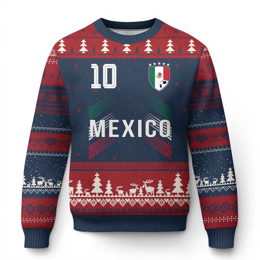 Mexico Soccer Sports Graphic Number 10 Jersey Style Ugly Christmas Sweater Proud Mexican Football Fans Game Day Pride