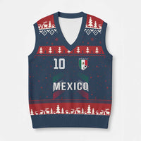 Mexico Soccer Sports Graphic Number 10 Jersey Style V-Neck Knit Sweater Vest Proud Mexican Football Fans Game Day Pride