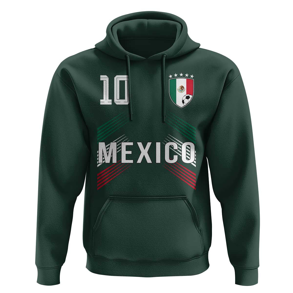 Mexico Soccer Sports Graphic Number 10 Jersey Style Hoodie Proud Mexican Football Fans Game Day Pride