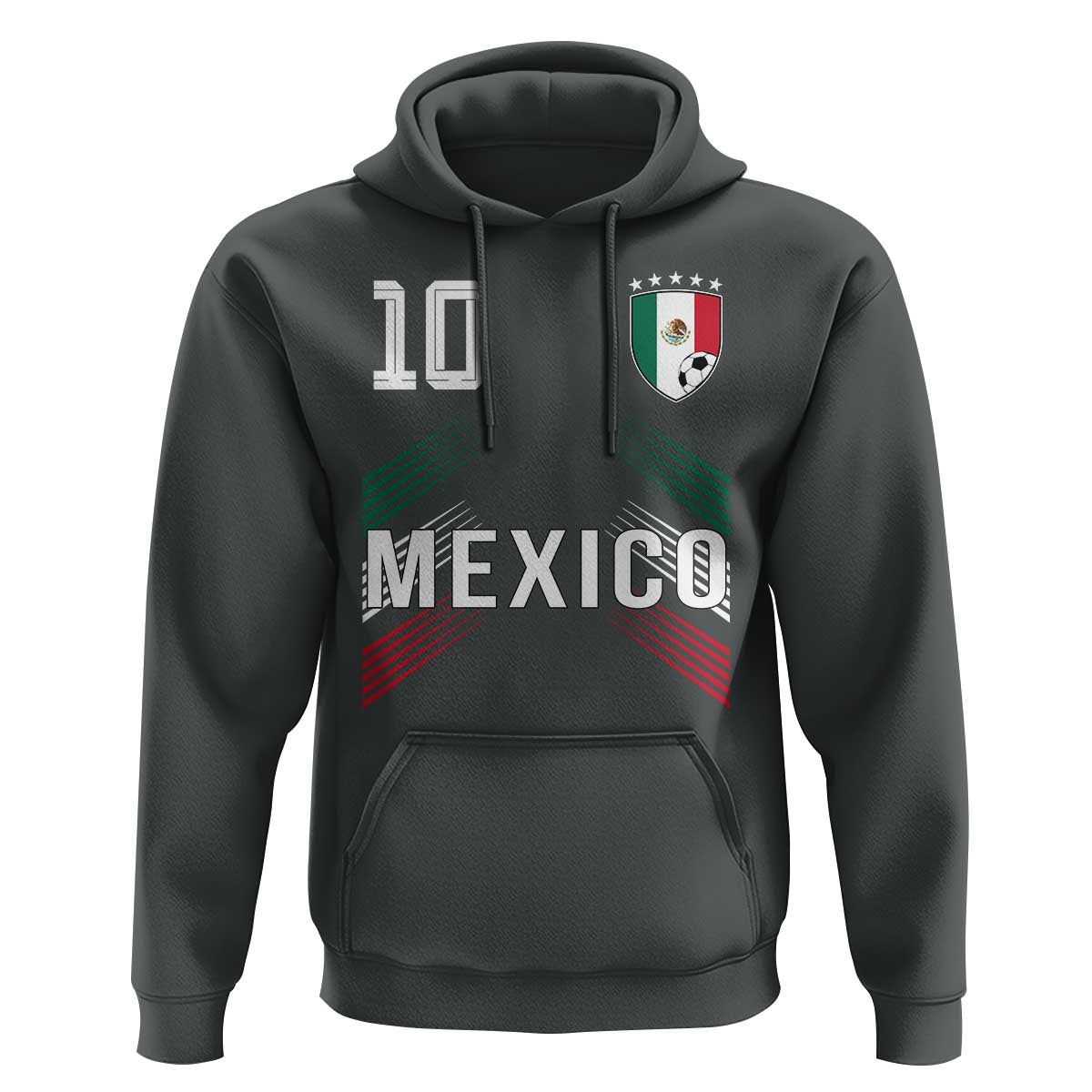 Mexico Soccer Sports Graphic Number 10 Jersey Style Hoodie Proud Mexican Football Fans Game Day Pride