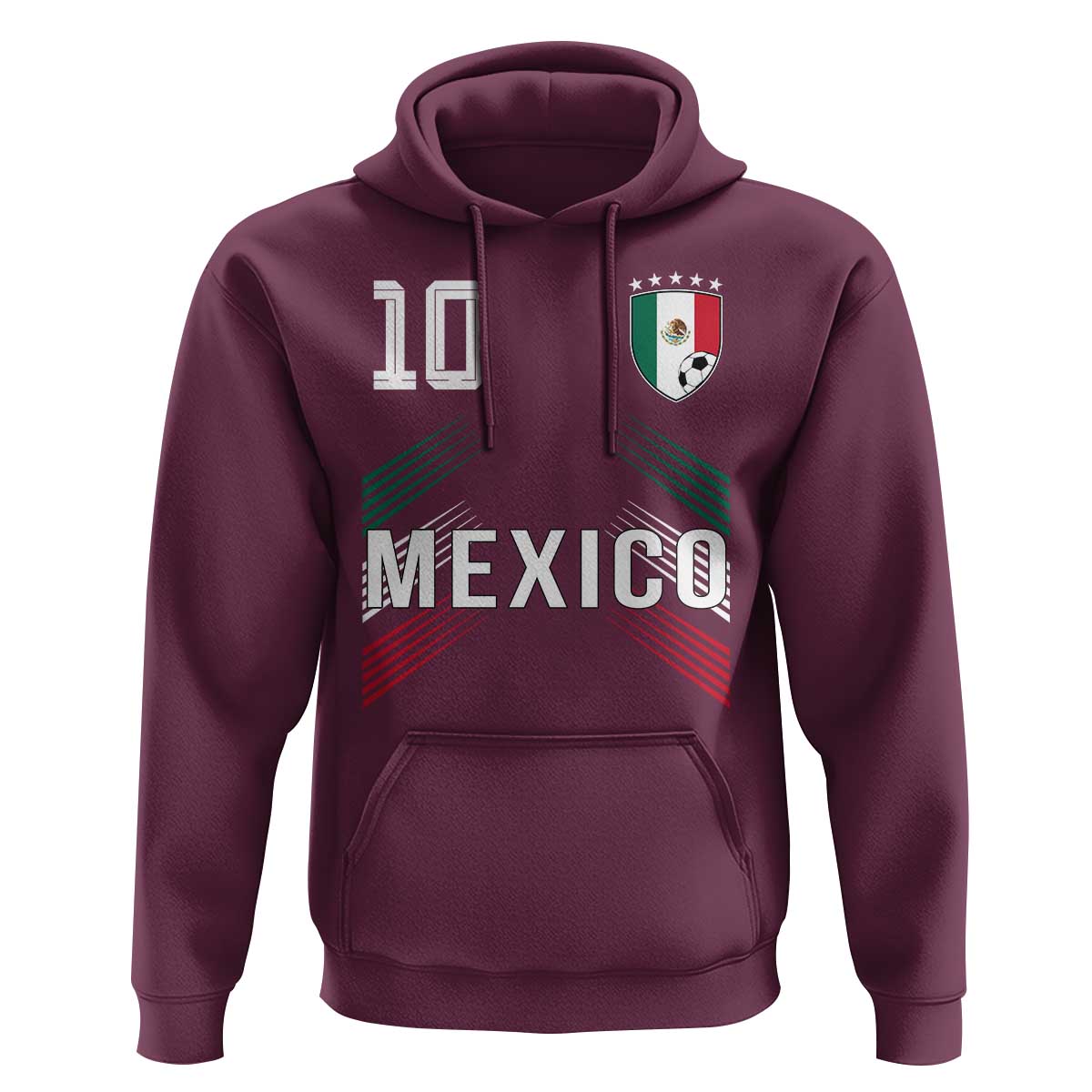 Mexico Soccer Sports Graphic Number 10 Jersey Style Hoodie Proud Mexican Football Fans Game Day Pride
