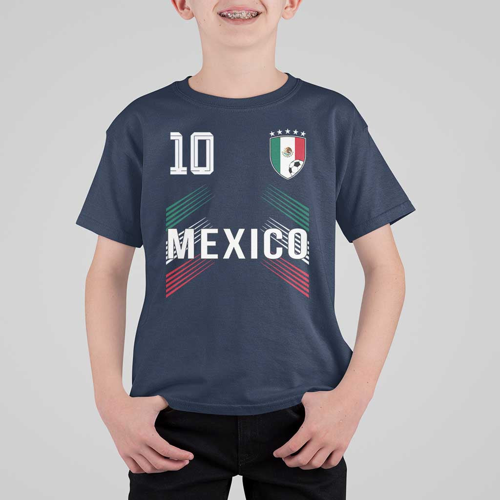Mexico Soccer Sports Graphic Number 10 Jersey Style T Shirt For Kid Proud Mexican Football Fans Game Day Pride