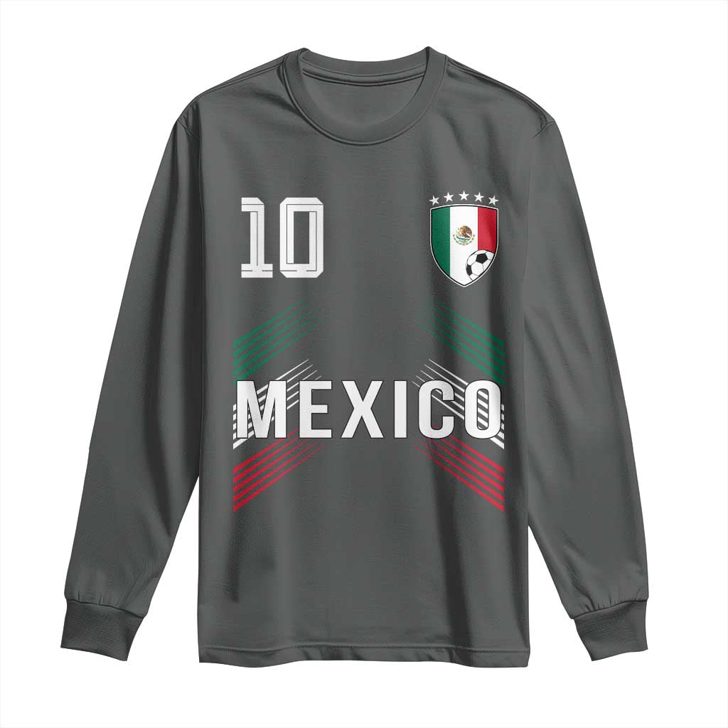 Mexico Soccer Sports Graphic Number 10 Jersey Style Long Sleeve Shirt Proud Mexican Football Fans Game Day Pride