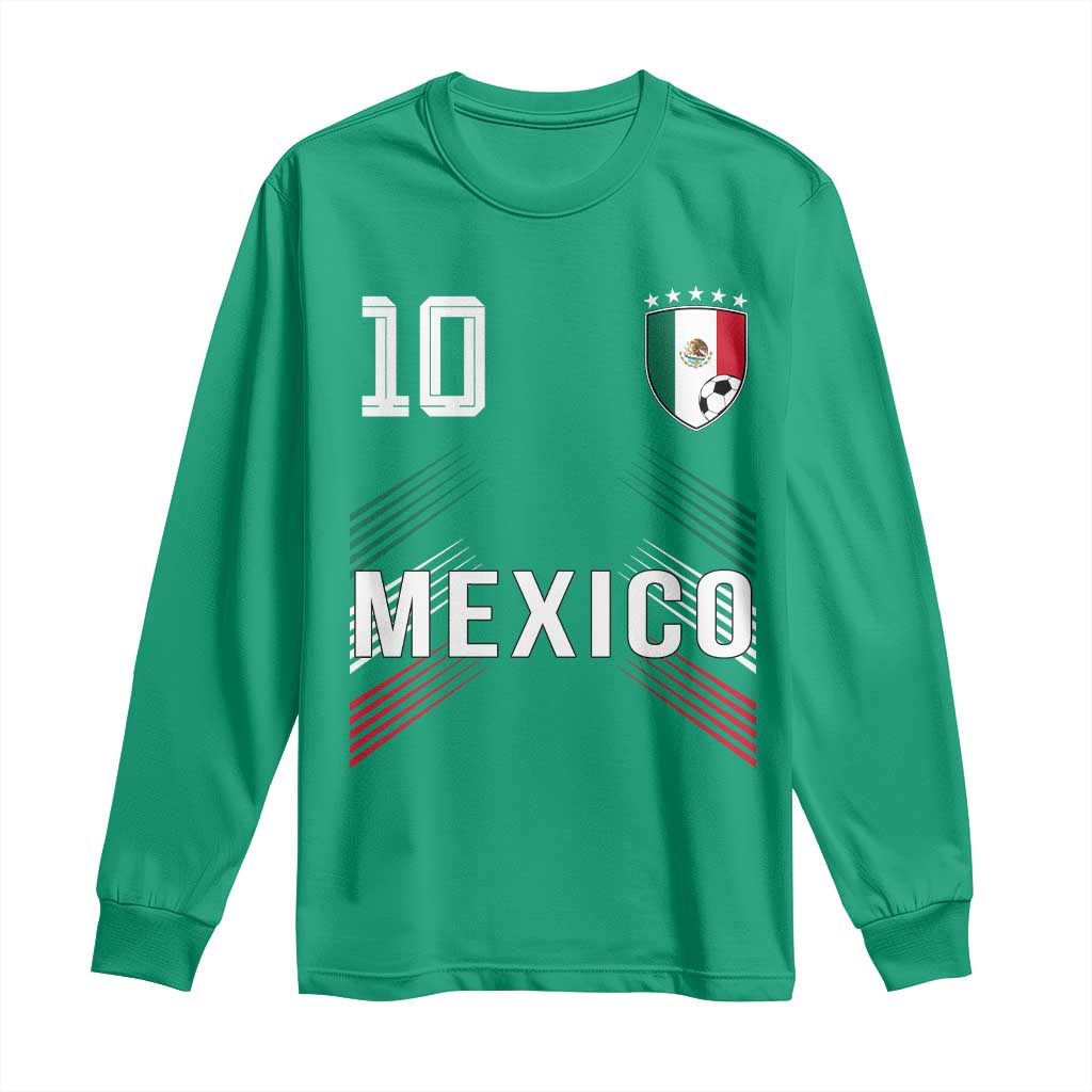 Mexico Soccer Sports Graphic Number 10 Jersey Style Long Sleeve Shirt Proud Mexican Football Fans Game Day Pride