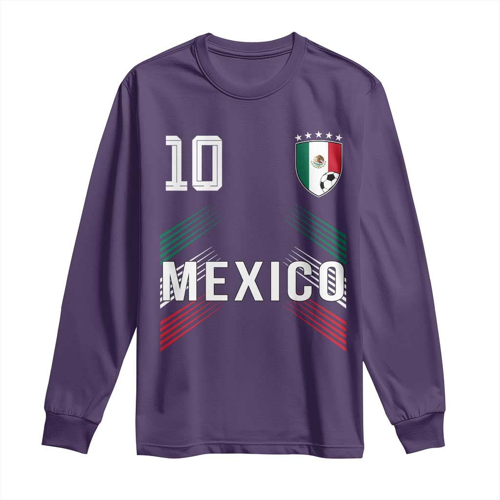 Mexico Soccer Sports Graphic Number 10 Jersey Style Long Sleeve Shirt Proud Mexican Football Fans Game Day Pride