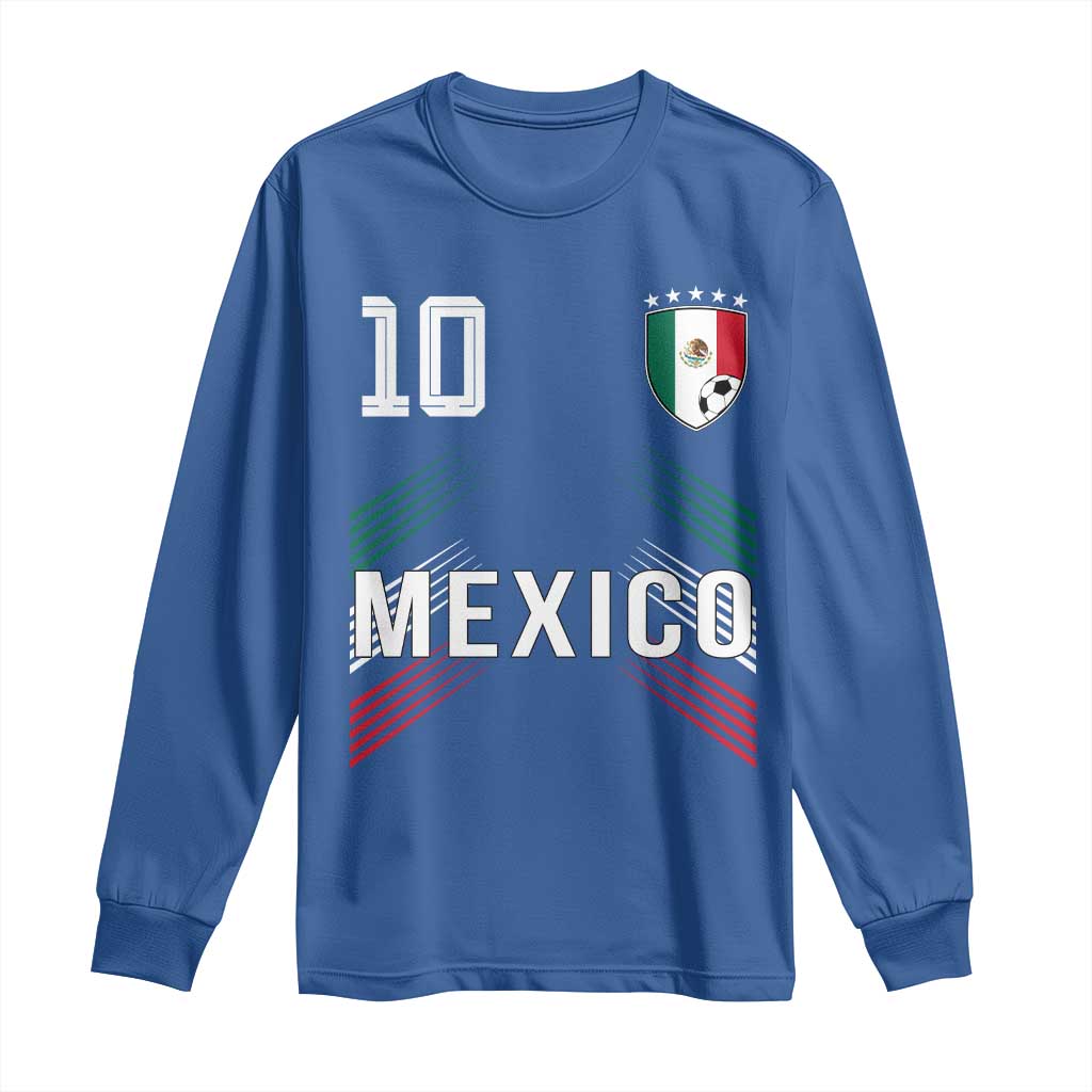 Mexico Soccer Sports Graphic Number 10 Jersey Style Long Sleeve Shirt Proud Mexican Football Fans Game Day Pride