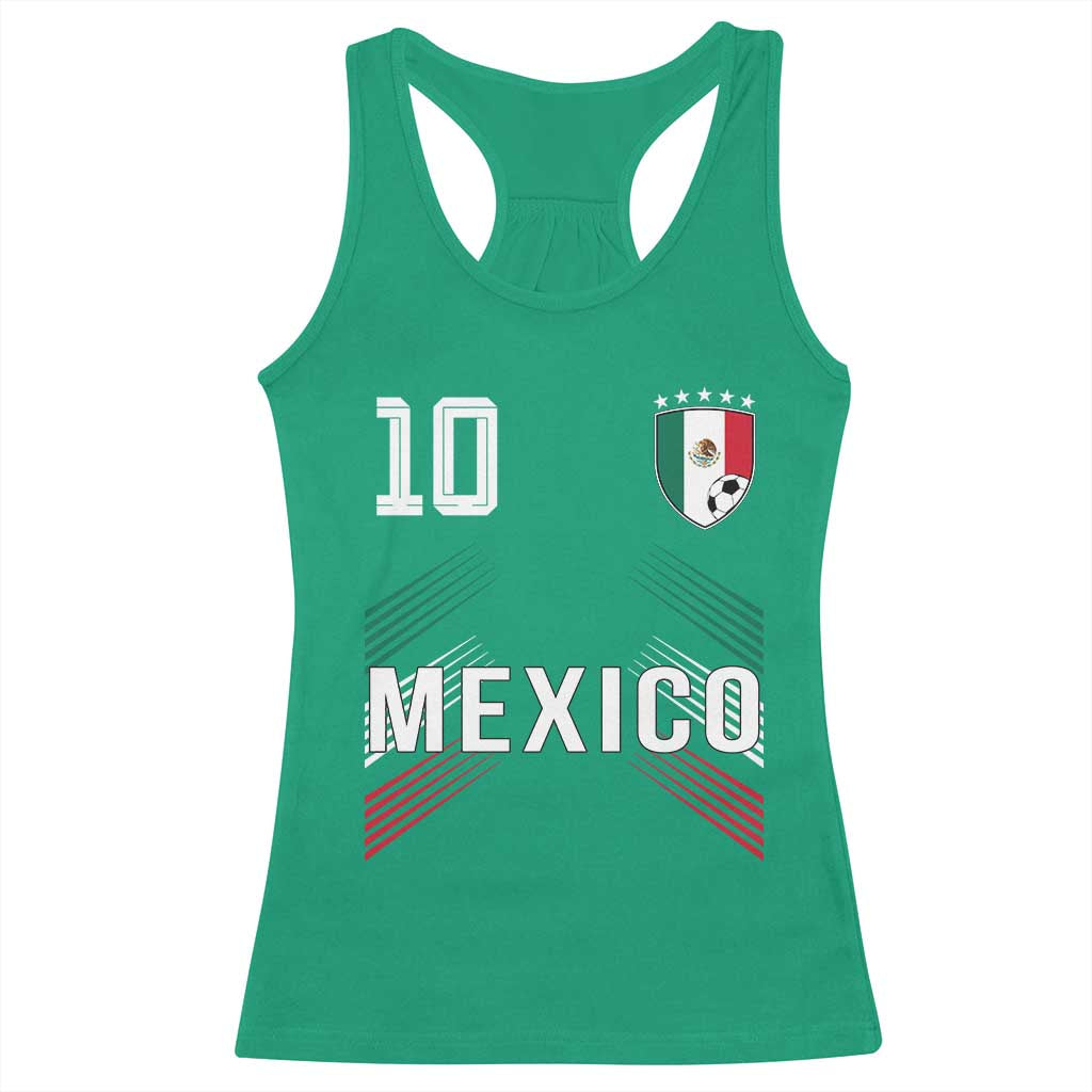 Mexico Soccer Sports Graphic Number 10 Jersey Style Racerback Tank Top Proud Mexican Football Fans Game Day Pride