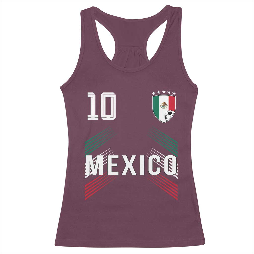 Mexico Soccer Sports Graphic Number 10 Jersey Style Racerback Tank Top Proud Mexican Football Fans Game Day Pride