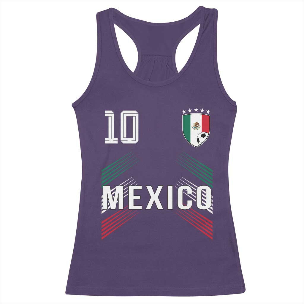 Mexico Soccer Sports Graphic Number 10 Jersey Style Racerback Tank Top Proud Mexican Football Fans Game Day Pride