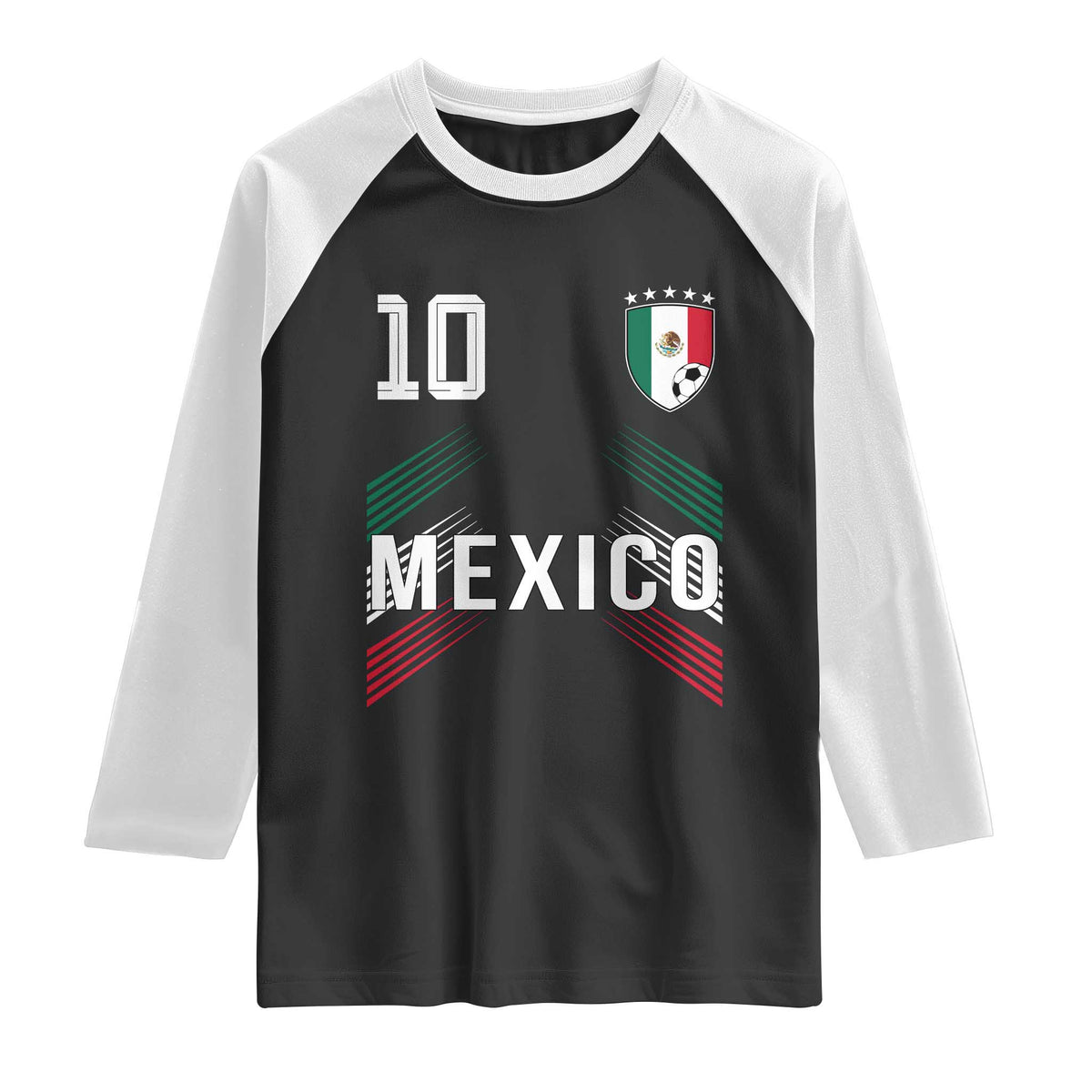 Mexico Soccer Sports Graphic Number 10 Jersey Style Raglan Shirt Proud Mexican Football Fans Game Day Pride
