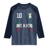 Mexico Soccer Sports Graphic Number 10 Jersey Style Raglan Shirt Proud Mexican Football Fans Game Day Pride