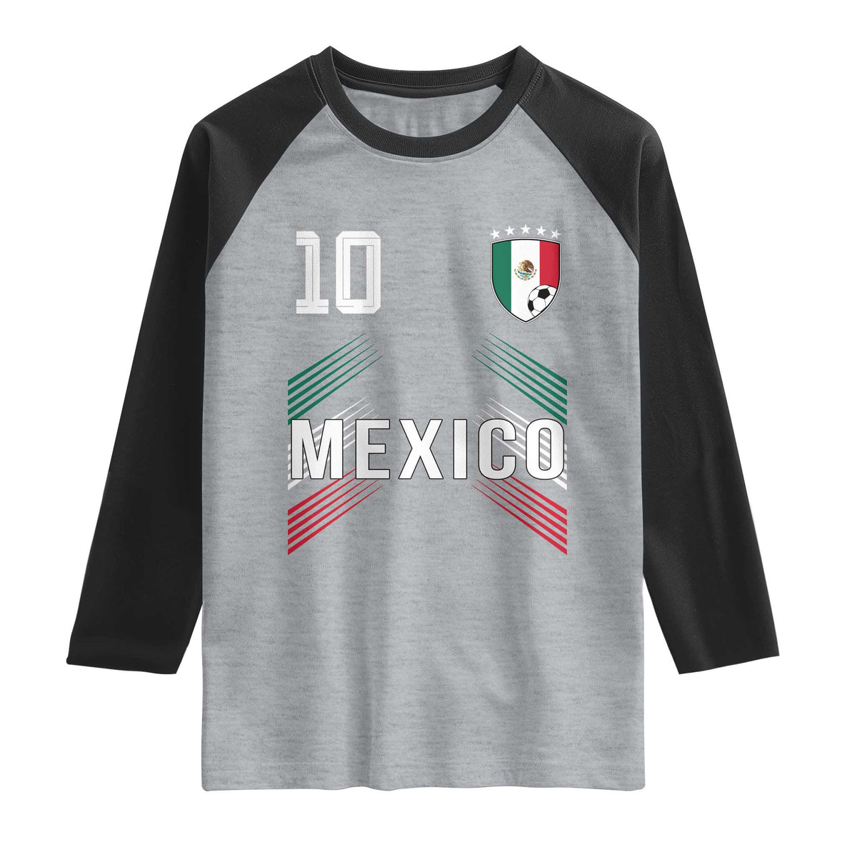 Mexico Soccer Sports Graphic Number 10 Jersey Style Raglan Shirt Proud Mexican Football Fans Game Day Pride