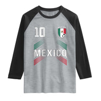 Mexico Soccer Sports Graphic Number 10 Jersey Style Raglan Shirt Proud Mexican Football Fans Game Day Pride