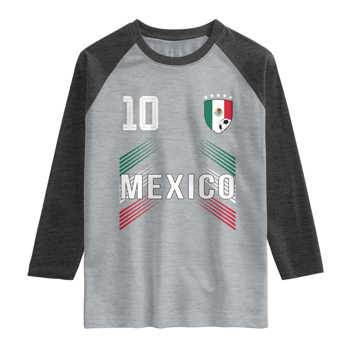 Mexico Soccer Sports Graphic Number 10 Jersey Style Raglan Shirt Proud Mexican Football Fans Game Day Pride
