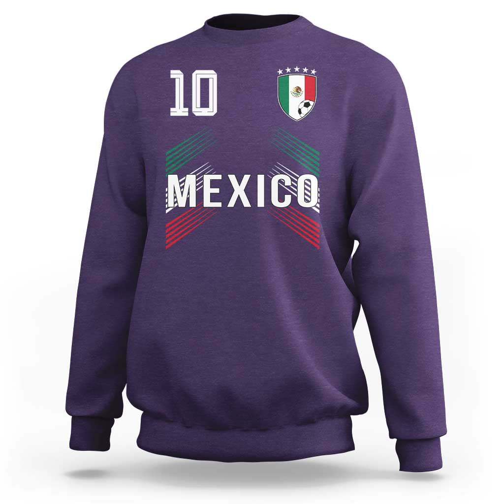 Mexico Soccer Sports Graphic Number 10 Jersey Style Sweatshirt Proud Mexican Football Fans Game Day Pride