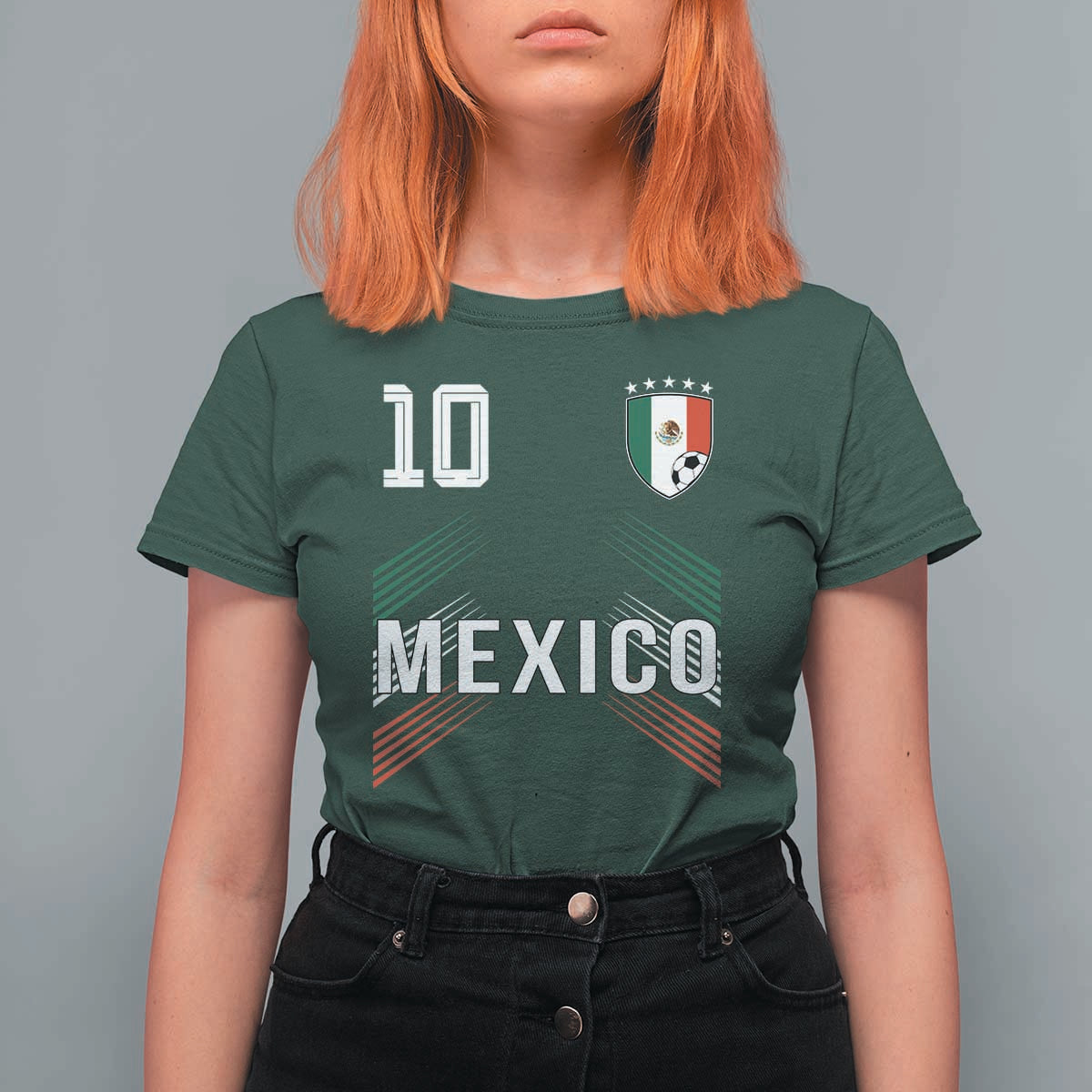 Mexico Soccer Sports Graphic Number 10 Jersey Style T Shirt For Women Proud Mexican Football Fans Game Day Pride
