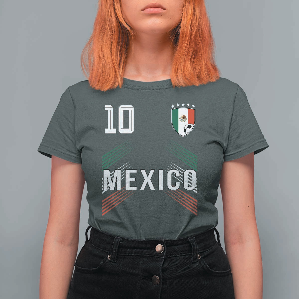 Mexico Soccer Sports Graphic Number 10 Jersey Style T Shirt For Women Proud Mexican Football Fans Game Day Pride